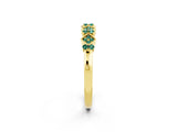 Yellow gold Pavé Cushion Green Sapphire Cluster Eternity Band with Prong Setting_20