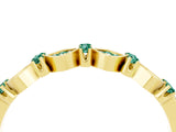 Yellow gold Pavé Cushion Green Sapphire Cluster Eternity Band with Prong Setting_22