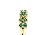 Yellow gold Pavé Cushion Green Sapphire Cluster Eternity Band with Prong Setting_23