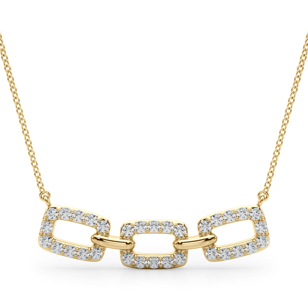 Yellow gold Pavé Cushion Link Pendant with Shared Prong Setting