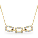 Yellow gold Pavé Cushion Link Pendant with Shared Prong Setting