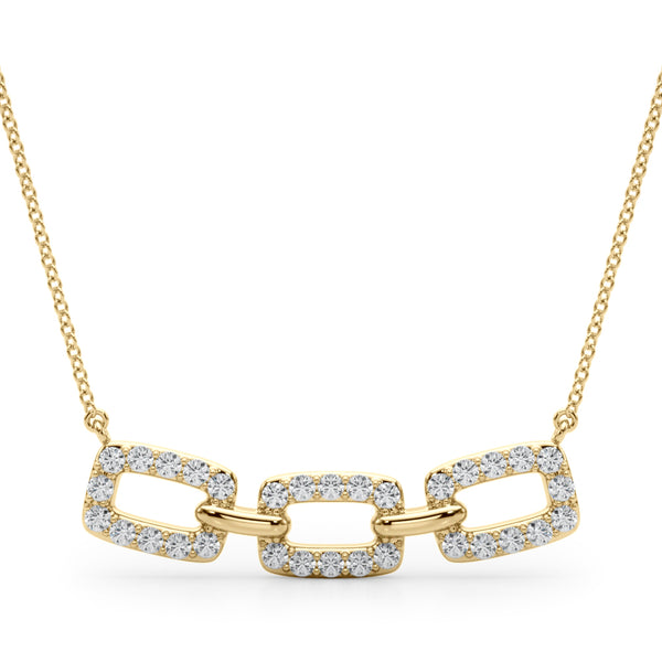 Yellow gold Pavé Cushion Link Pendant with Shared Prong Setting