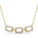 10K Yellow Gold 2.41 Carat E VS Pavé Cushion Link Pendant with Shared Prong Setting