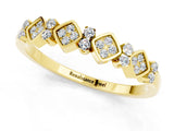 Yellow gold Pavé Cushion Moissanite Cluster Eternity Band with Prong Setting_19