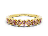 Yellow gold Pavé Cushion Morganite Cluster Eternity Band with Prong Setting_18