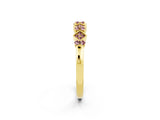 Yellow gold Pavé Cushion Morganite Cluster Eternity Band with Prong Setting_20