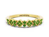 Yellow gold Pavé Cushion Peridot Cluster Eternity Band with Prong Setting_18