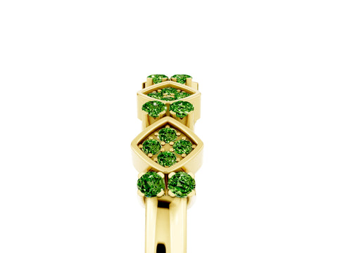 Yellow gold Pavé Cushion Peridot Cluster Eternity Band with Prong Setting_23