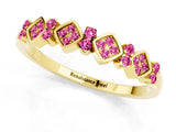 Yellow gold Pavé Cushion Pink Sapphire Cluster Eternity Band with Prong Setting_19