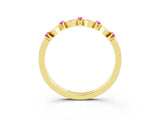 Yellow gold Pavé Cushion Pink Sapphire Cluster Eternity Band with Prong Setting_21