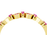 Yellow gold Pavé Cushion Pink Sapphire Cluster Eternity Band with Prong Setting_22