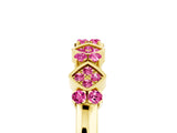 Yellow gold Pavé Cushion Pink Sapphire Cluster Eternity Band with Prong Setting_23