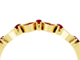 Yellow gold Pavé Cushion Ruby Cluster Eternity Band with Prong Setting_22