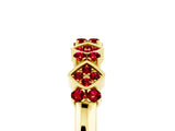 Yellow gold Pavé Cushion Ruby Cluster Eternity Band with Prong Setting_23