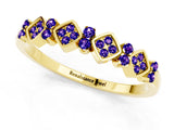 Yellow gold Pavé Cushion Tanzanite Cluster Eternity Band with Prong Setting_19