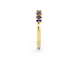 Yellow gold Pavé Cushion Tanzanite Cluster Eternity Band with Prong Setting_20