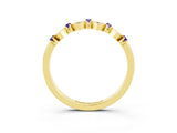 Yellow gold Pavé Cushion Tanzanite Cluster Eternity Band with Prong Setting_21