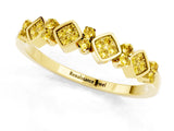 Yellow gold Pavé Cushion Yellow Sapphire Cluster Eternity Band with Prong Setting_19