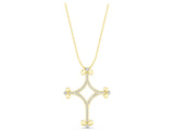 Yellow gold Pavé Diamond Cushion Cross Pendant with Fleur-de-Lis Prongs_31