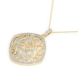 Yellow gold Pavé Diamond Floral Filigree Pendant 1
