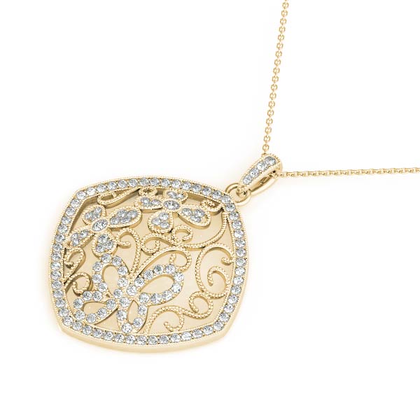 Yellow gold Pavé Diamond Floral Filigree Pendant