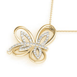 Yellow gold Pavé Diamond Marquise Butterfly Pendant 1