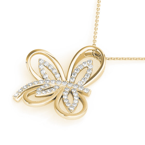 Yellow gold Pavé Diamond Marquise Butterfly Pendant