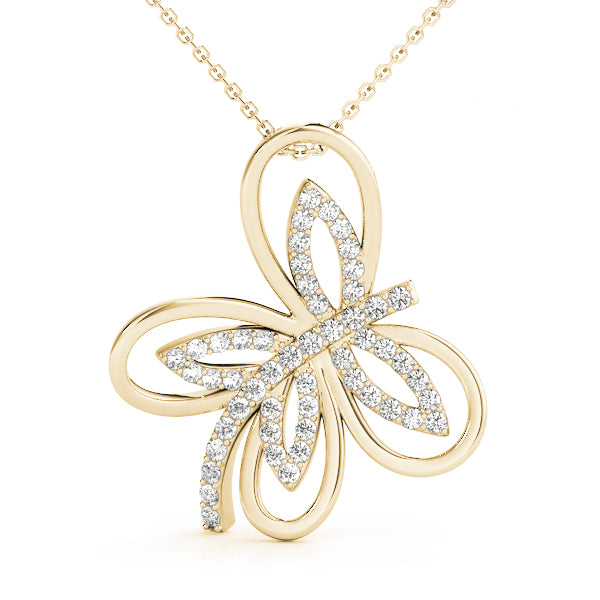 Yellow gold Pavé Diamond Marquise Butterfly Pendant