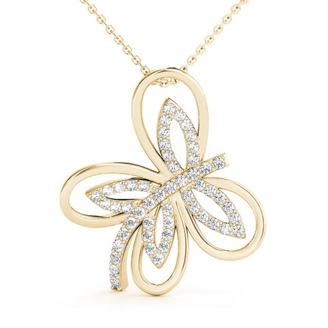 Yellow gold Pavé Diamond Marquise Butterfly Pendant