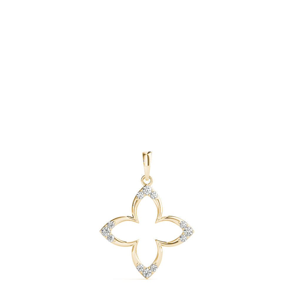 Yellow gold Pavé Diamond Marquise Prong Pendant 1