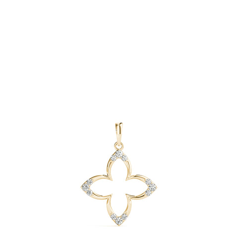 Yellow gold Pavé Diamond Marquise Prong Pendant 1