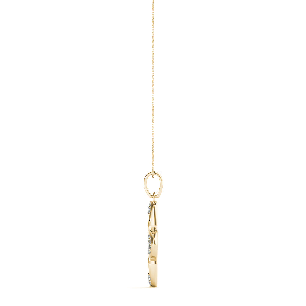Yellow gold Pavé Diamond Marquise Prong Pendant 2