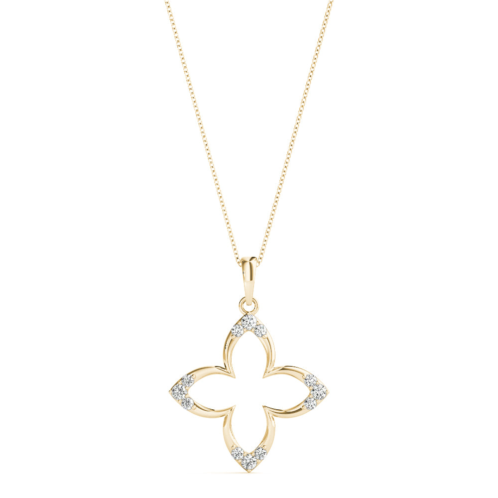Yellow gold Pavé Diamond Marquise Prong Pendant