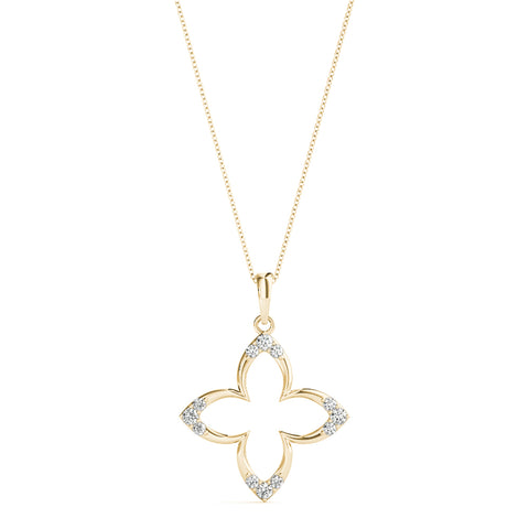 Yellow gold Pavé Diamond Marquise Prong Pendant