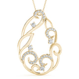 Yellow gold Pavé Diamond Round Pendant with Four-Prong Setting