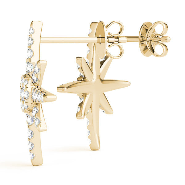 Yellow gold Pavé Diamond Starburst Stud Earrings 1