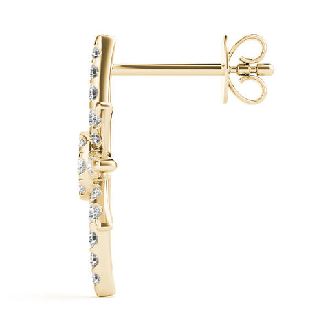 Yellow gold Pavé Diamond Starburst Stud Earrings 3