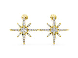Yellow gold Pavé Diamond Starburst Stud Earrings_14
