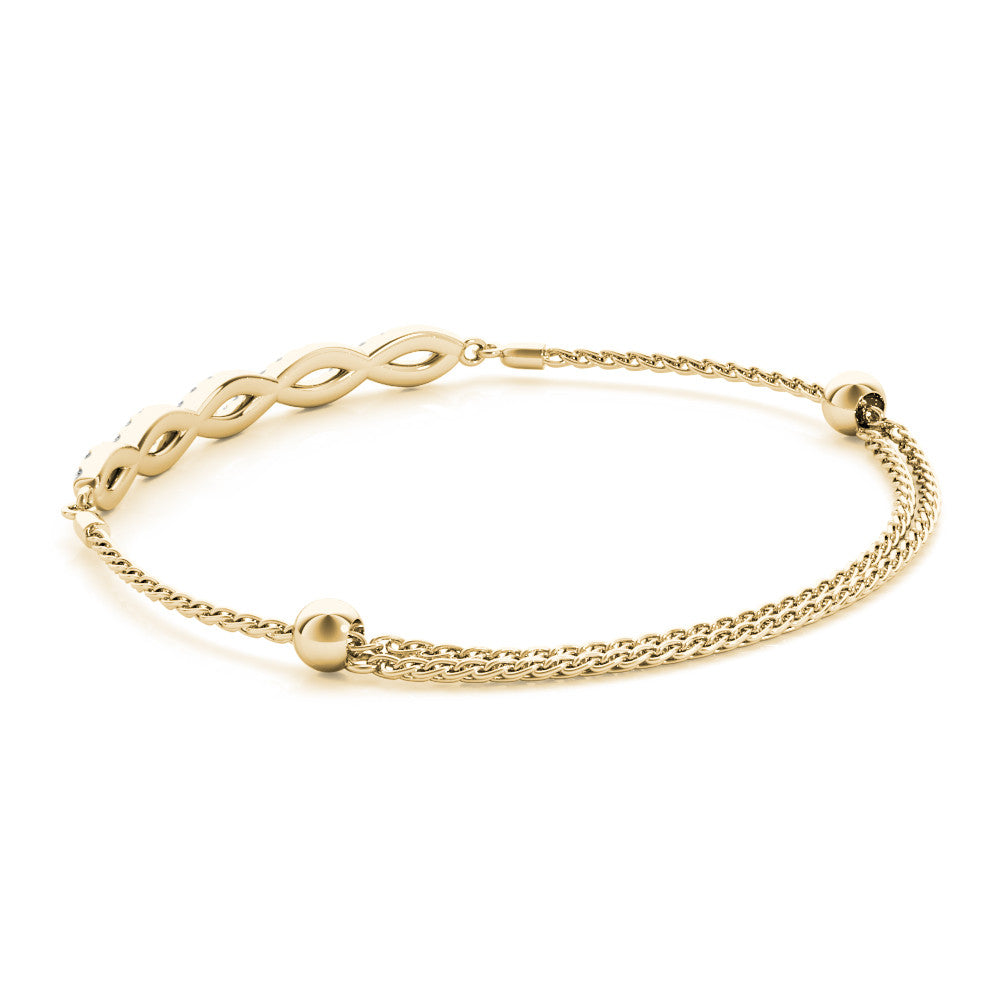Yellow gold Pavé Marquise Infinity Chain Bracelet with Bezel Prong Setting 1