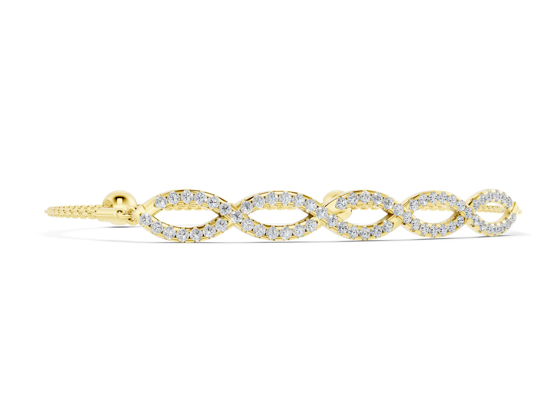 Yellow gold Pavé Marquise Infinity Chain Bracelet with Bezel Prong Setting_14