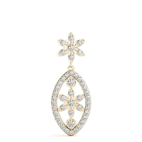 Yellow gold Pavé Marquise Pendant with Floral Prong Setting