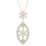 Yellow gold Pavé Marquise Pendant with Floral Prong Setting