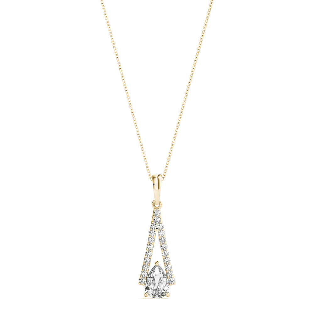 Yellow gold Pavé Marquise Prong Pendant
