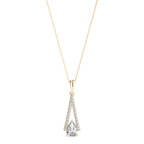 Yellow gold Pavé Marquise Prong Pendant
