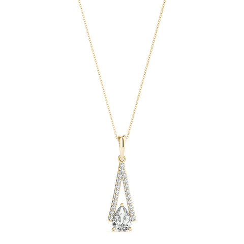 Yellow gold Pavé Marquise Prong Pendant