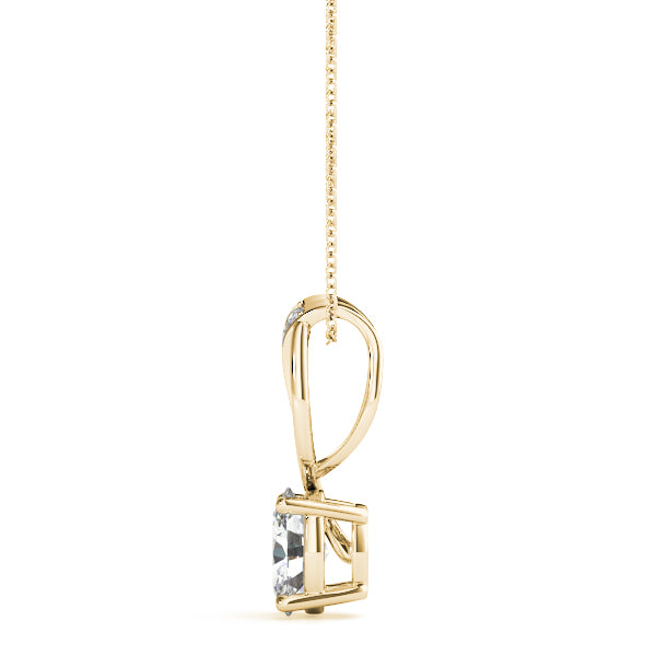 Yellow gold Pavé Oval Solitaire Prong Pendant 2