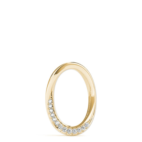 Yellow gold Pavé Oval Twist Pendant with Round Diamonds and Prong Setting 1