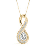 Yellow gold Pavé Pear Prong Pendant