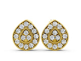 Yellow gold Pavé Pear-Shaped Halo Stud Earrings with Milgrain Detailing_9