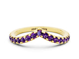 Yellow gold Pavé Round Amethyst Chevron Band with Shared Prong Setting_6